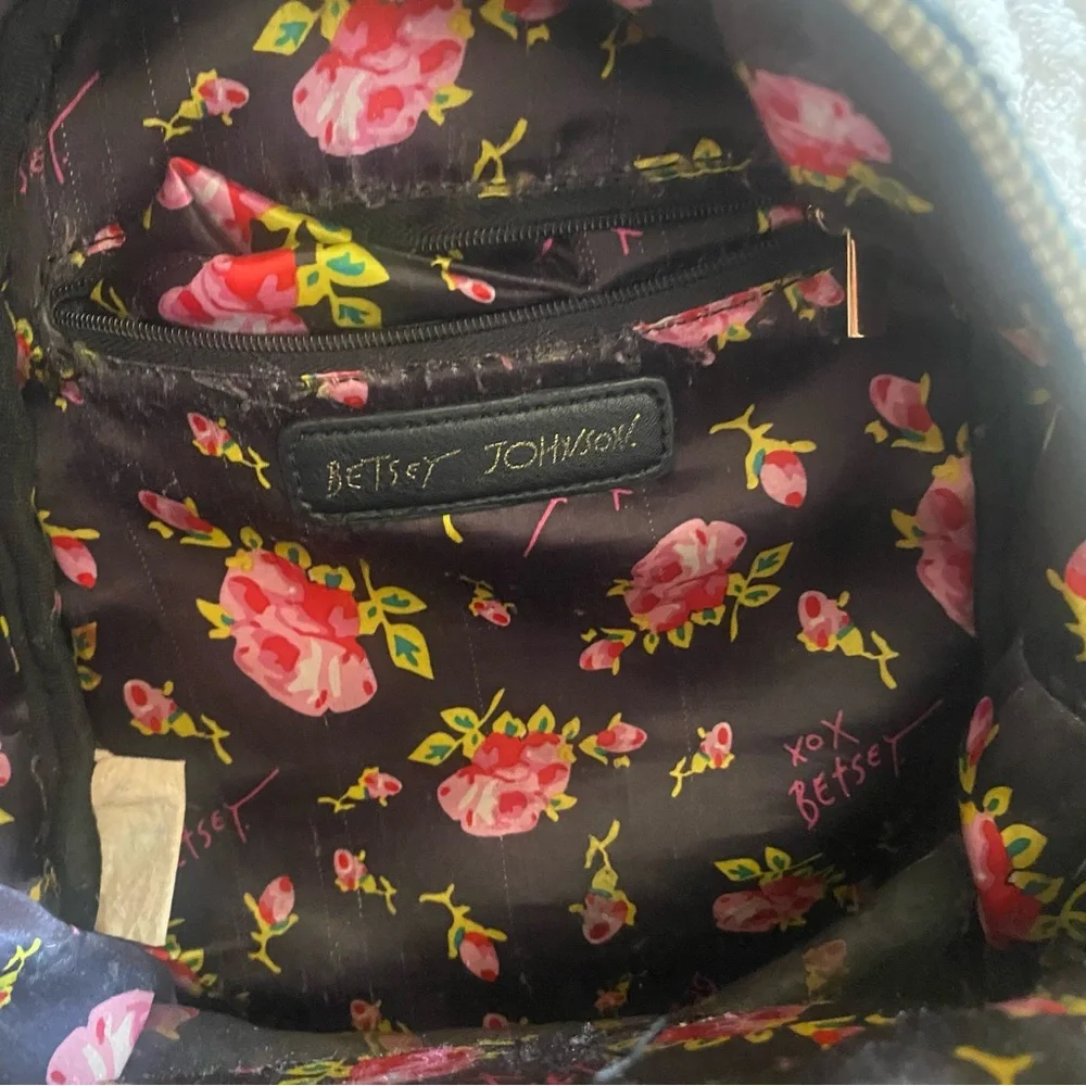 Betsey Johnson Mini Backpack Black White Gold Hardware Streetwear Casual READ